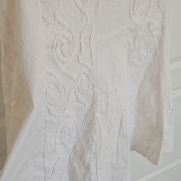 Caramely Vintage Cotton Midi Skirt With Raised Swirl White 7/8 - Picture 6 of 16